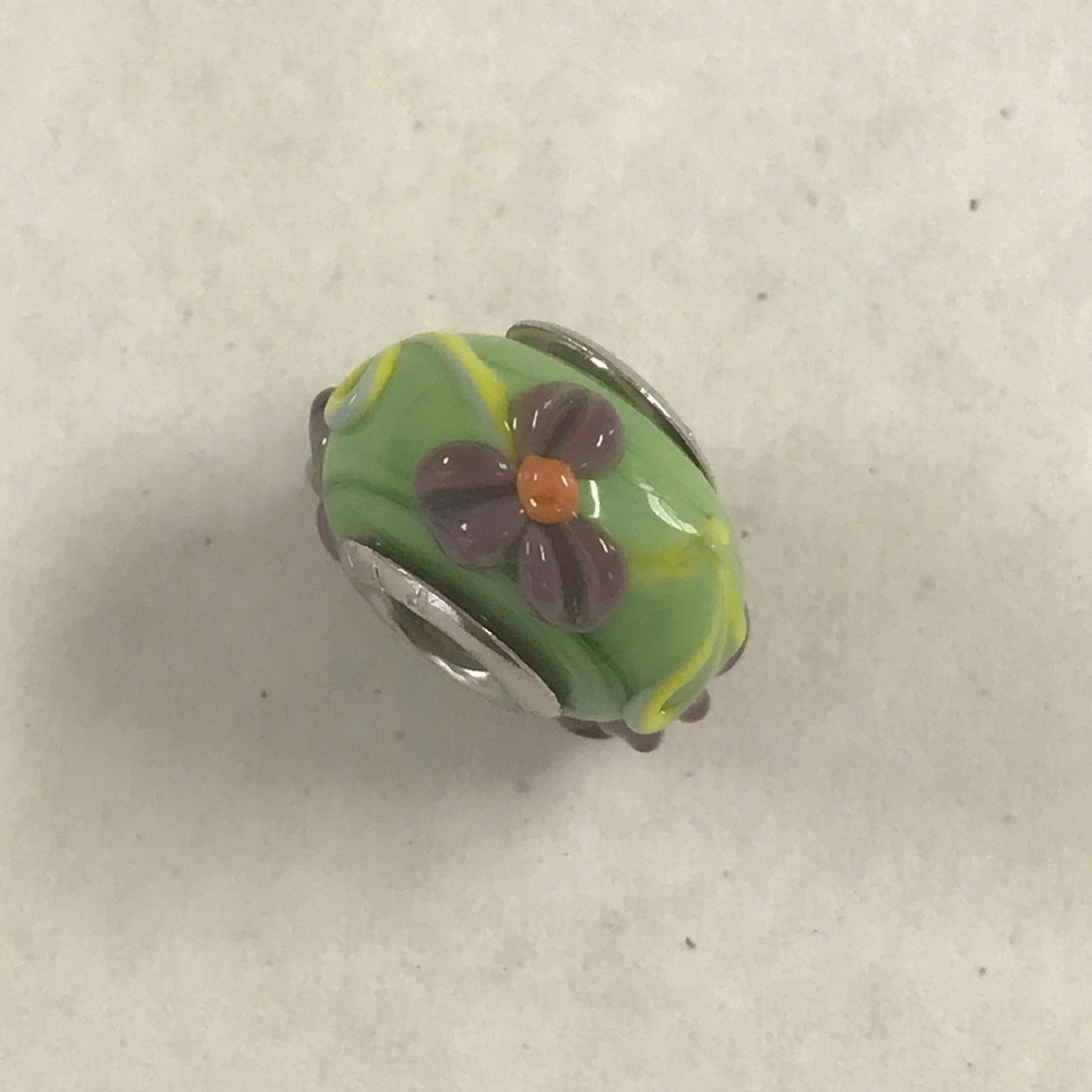 Lime Green Glass Euro Bead Charm